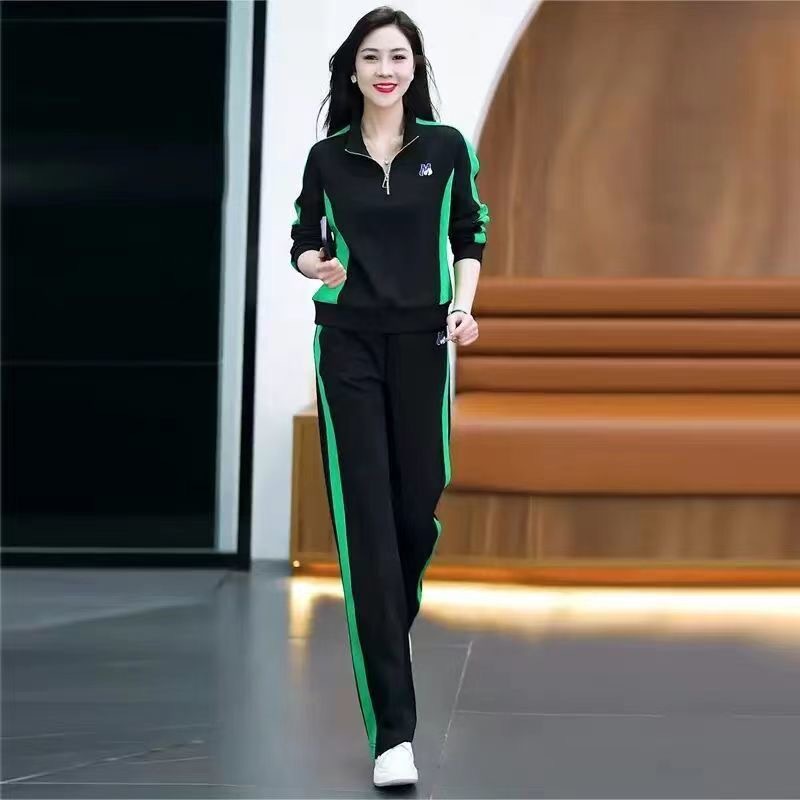 运动服套装女春秋装网红新款时尚洋气立领宽松卫衣大码休闲两件套详情图